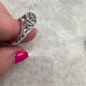 Solvar Sterling silver Celtic ring with light blue topaz FREE SHIPPING